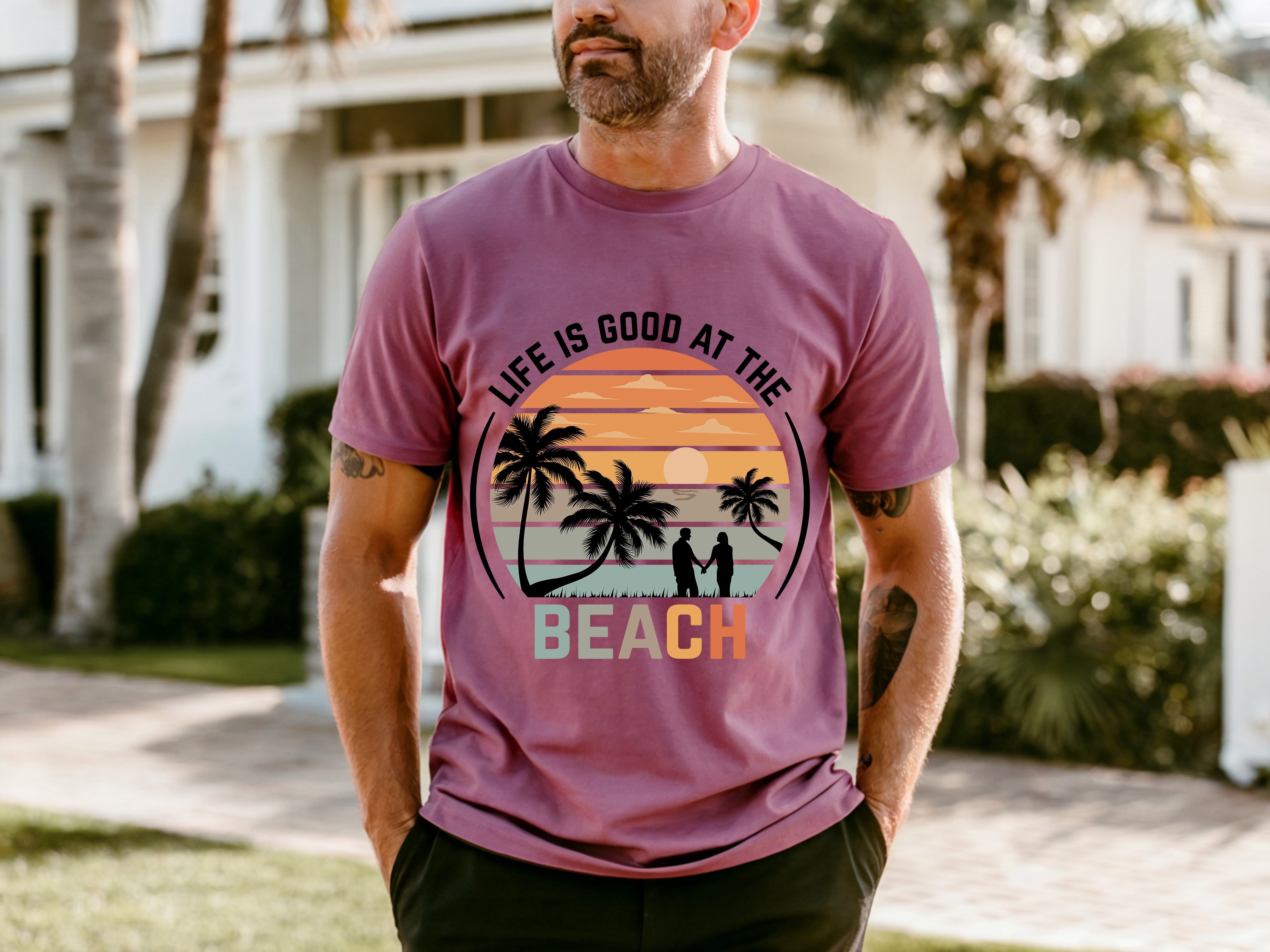 Couple On Vacation Men's Fashionable Thin Short Sleeve