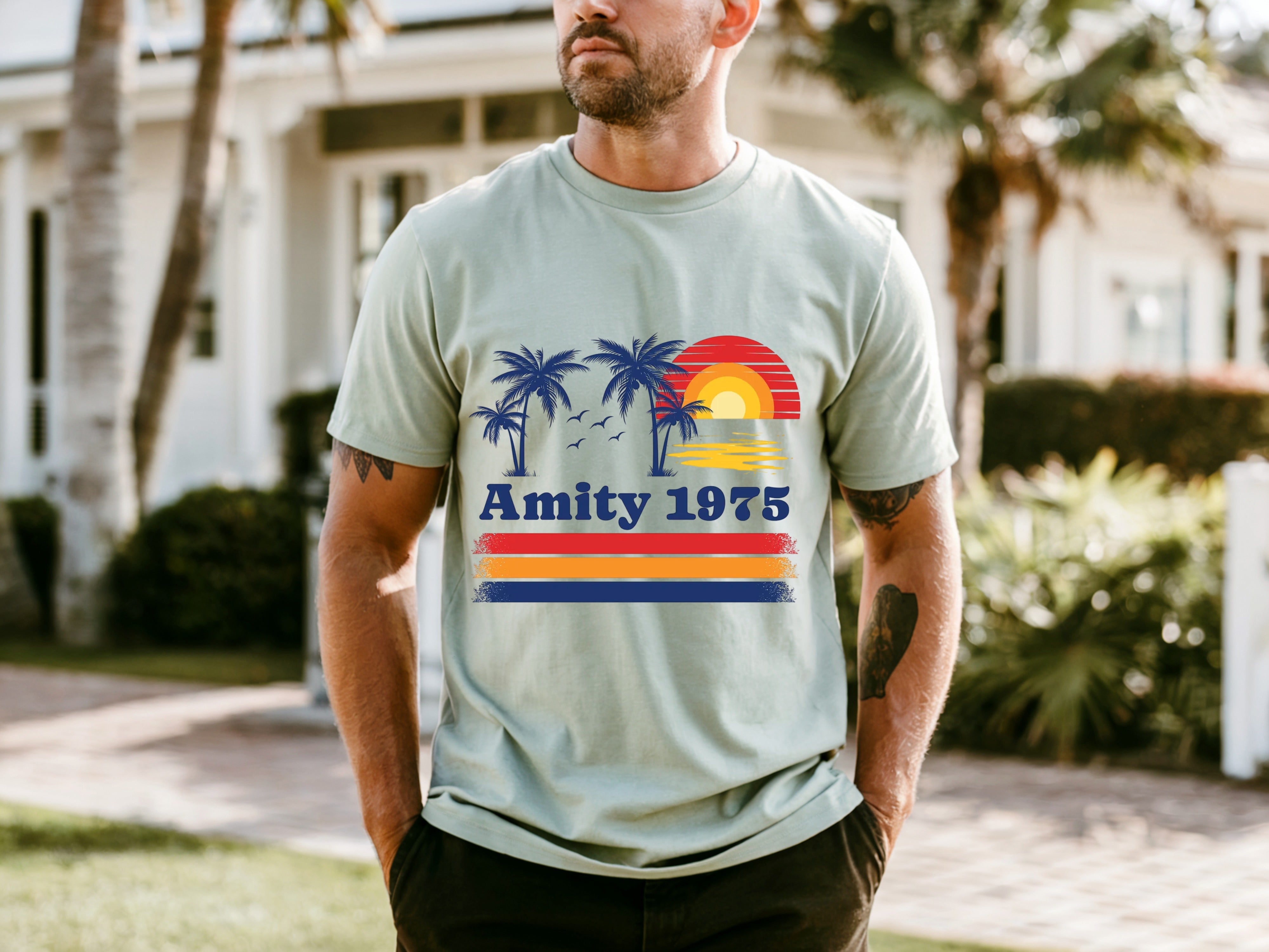 Jaws Neutral Solid Color Simple T-shirt