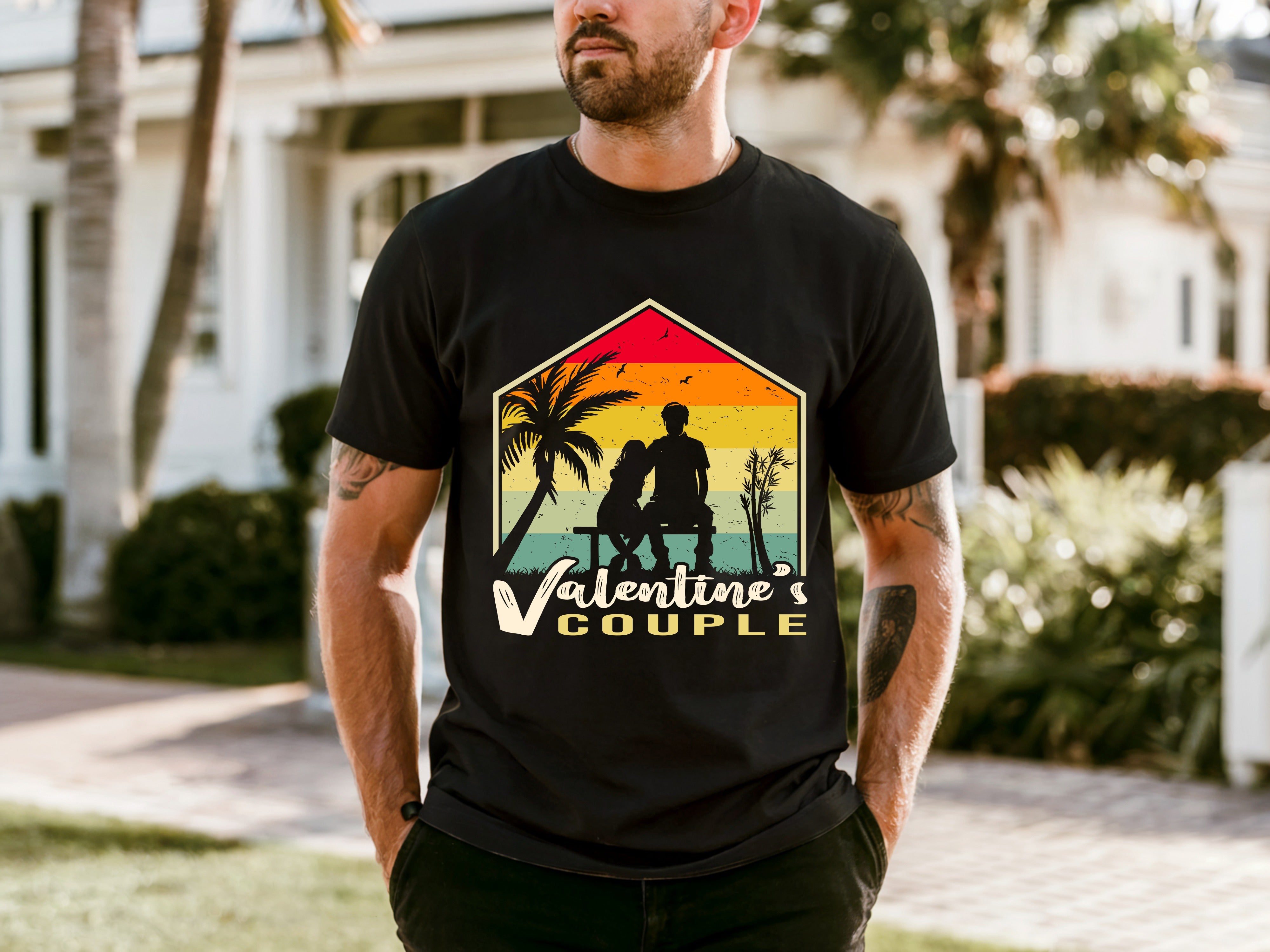 Couple On Vacation Men's Loose Casual Short Sleeves