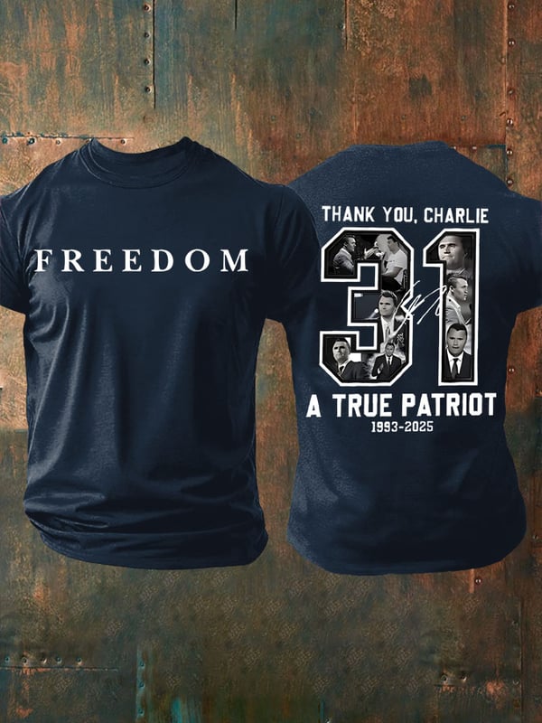 Freedom American Flag Print Casual T-Shirt