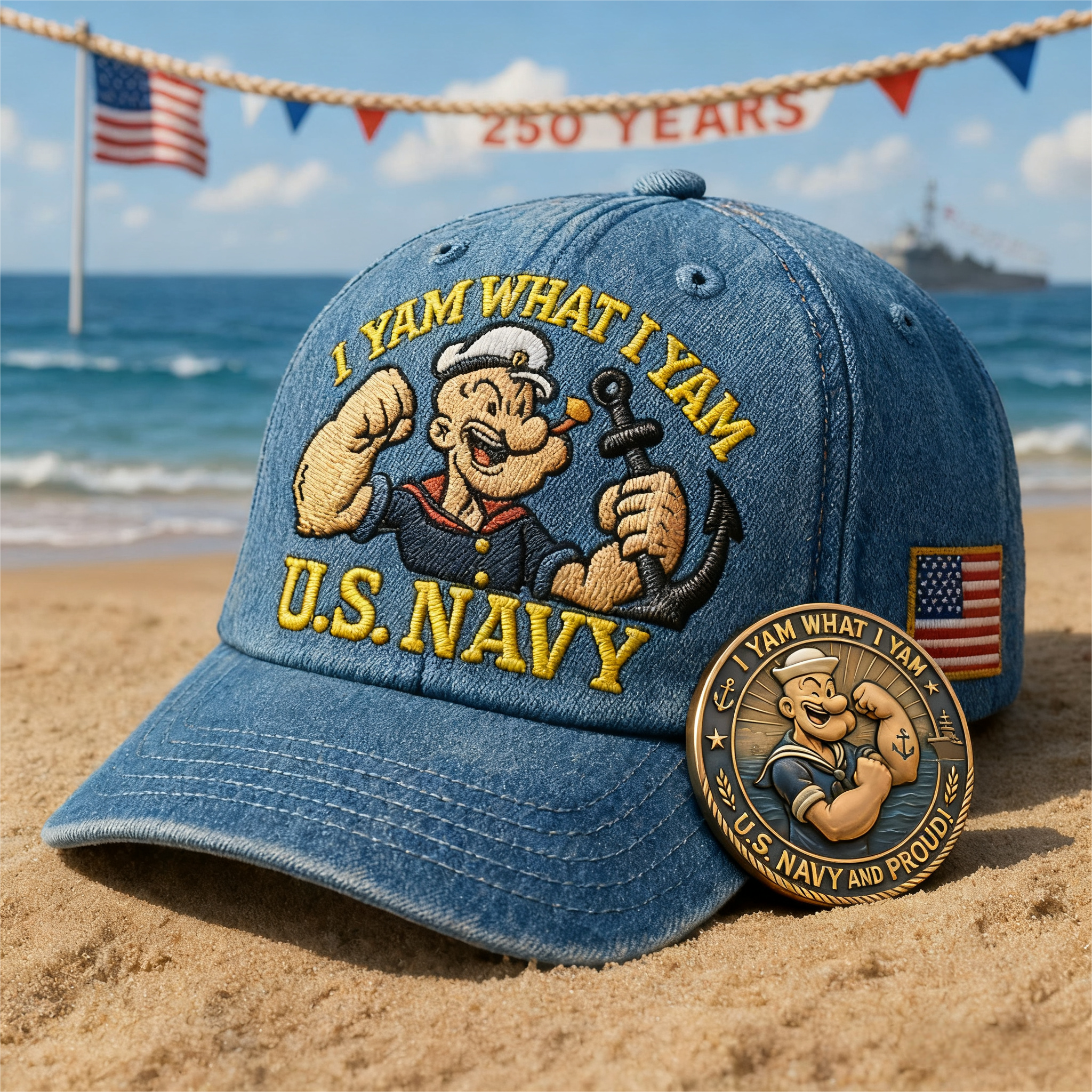 🇺🇸U.S. Navy Commemorative Cap & Coin – Anchor of Freedom⚓
