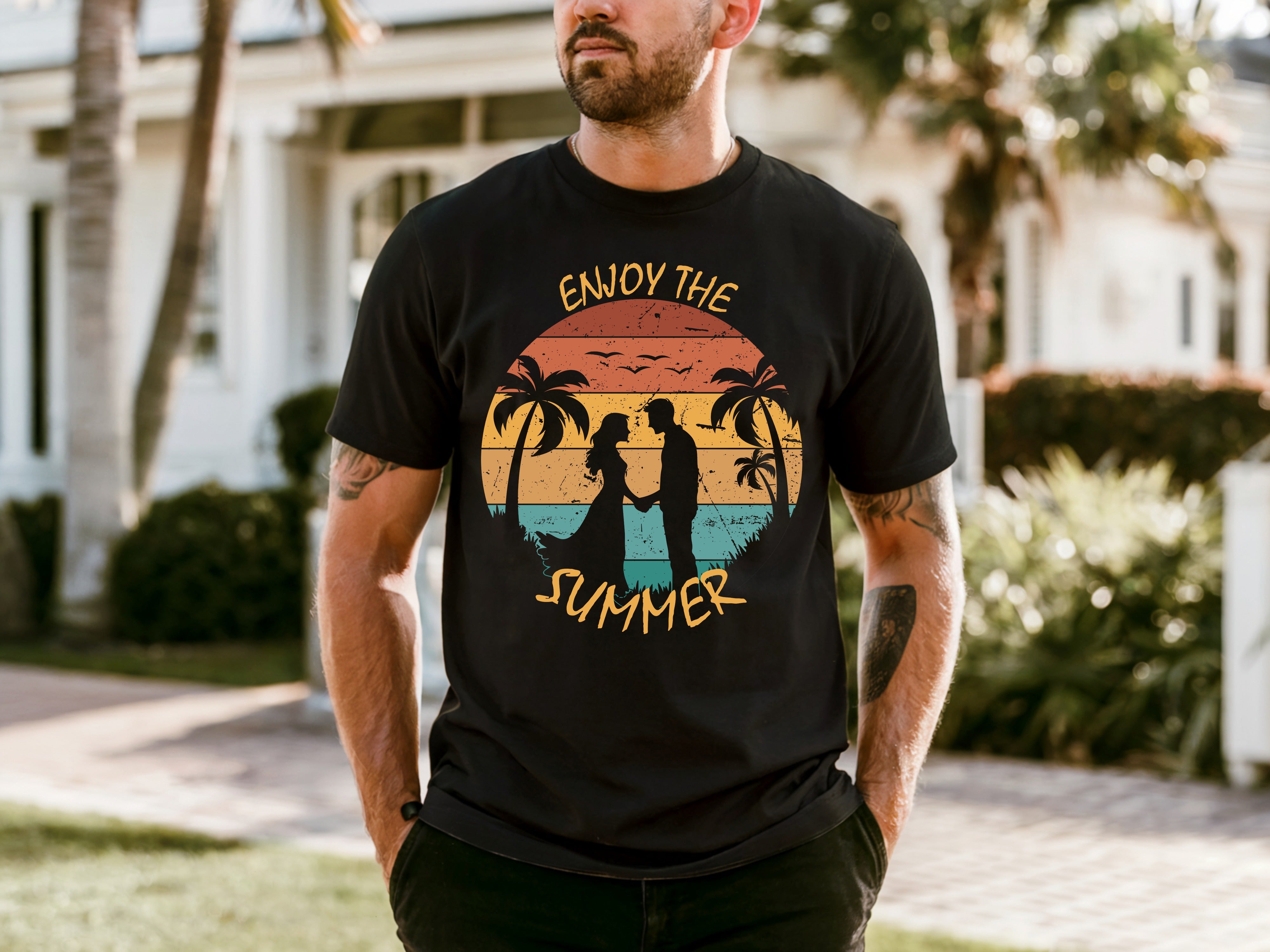 Couple On Vacation Men's Sports Trendy T-shirt