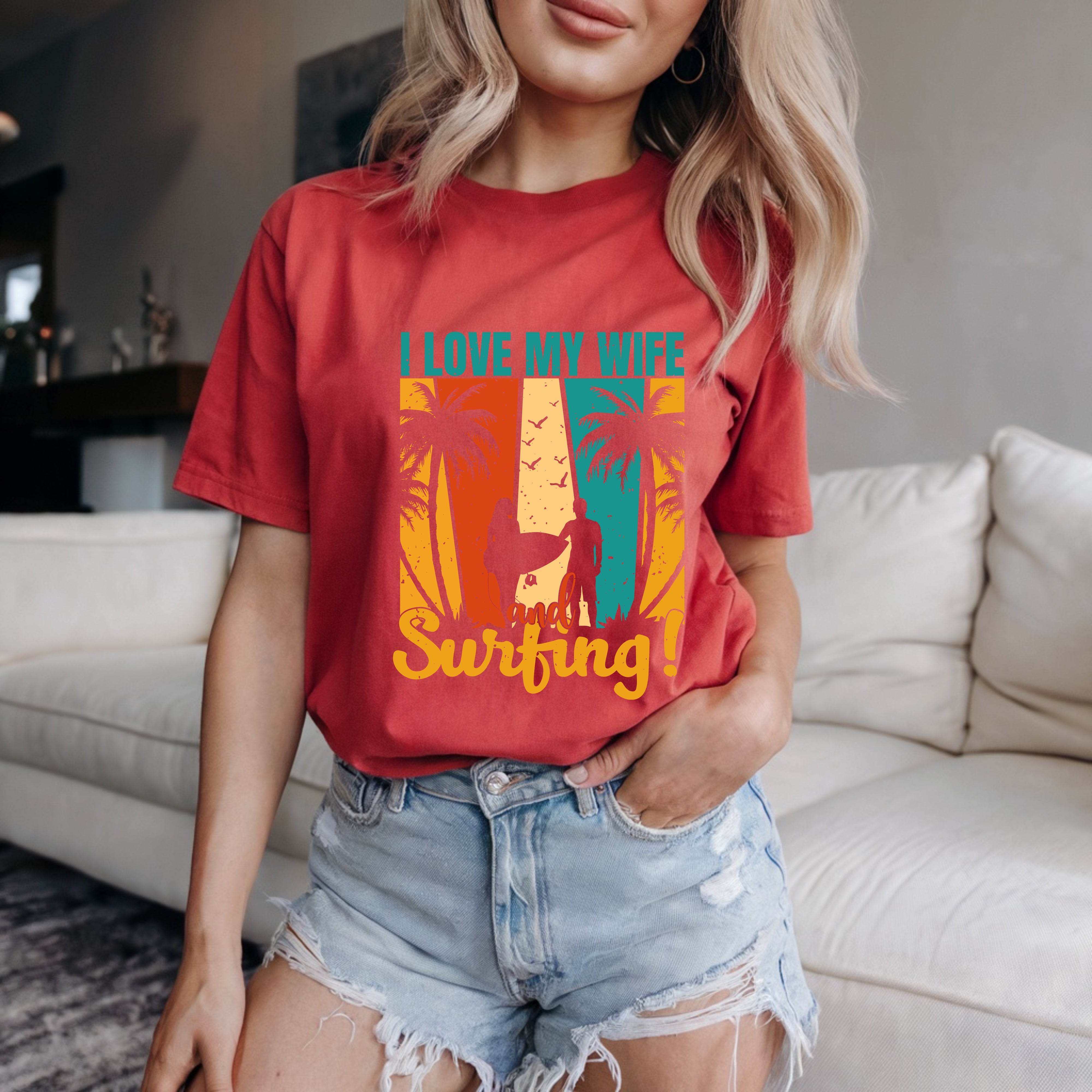 Couple On Vacation Ladies New Summer Short Sleeves