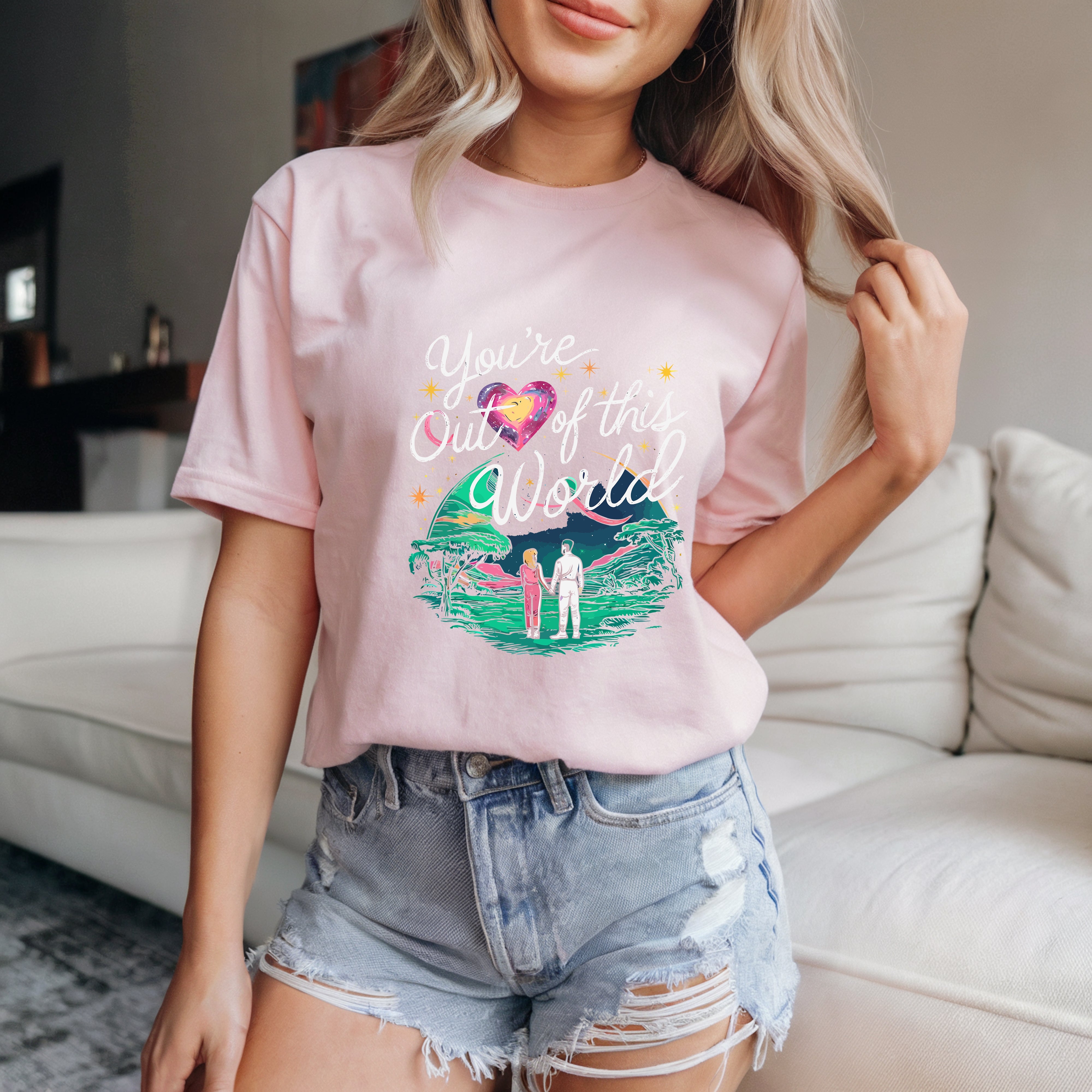 Couple On Vacation Women's Loose Short Sleeves