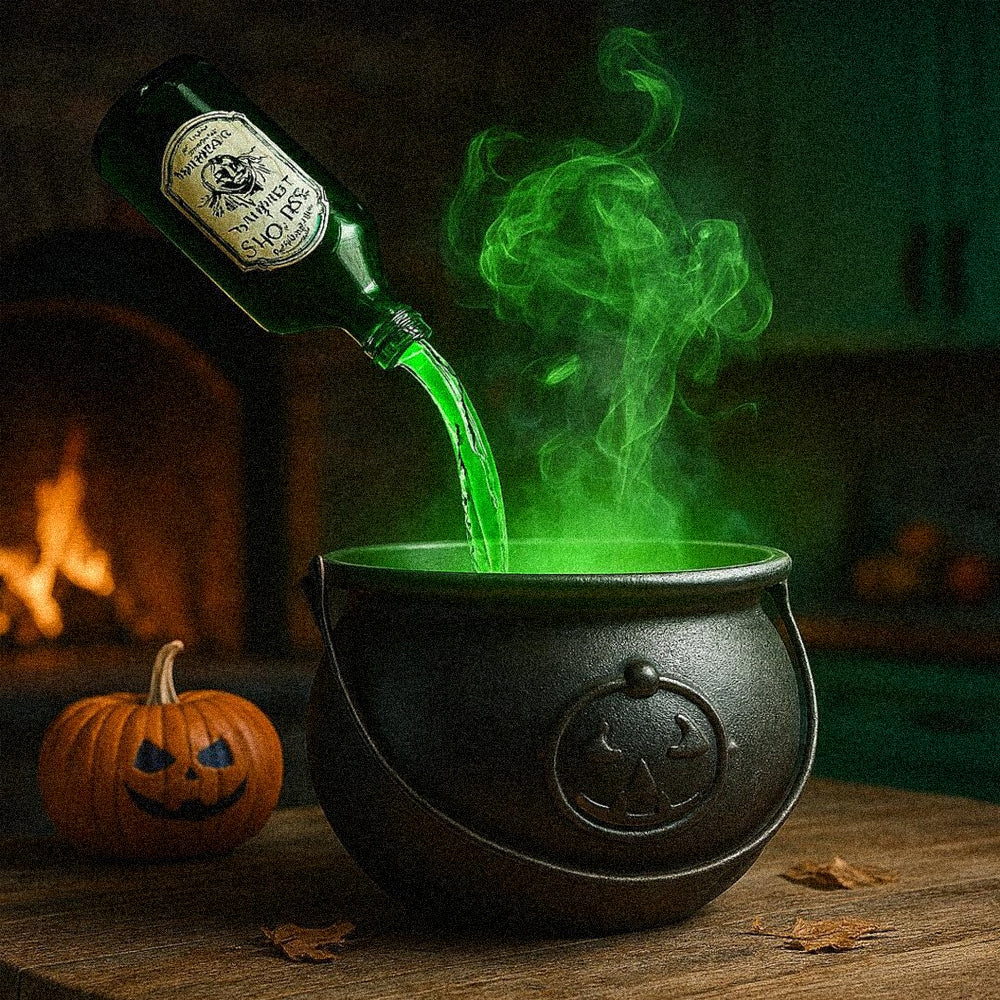 Cauldron Halloween Decor (With Magic Floating Potion Bottles & Diffuser)