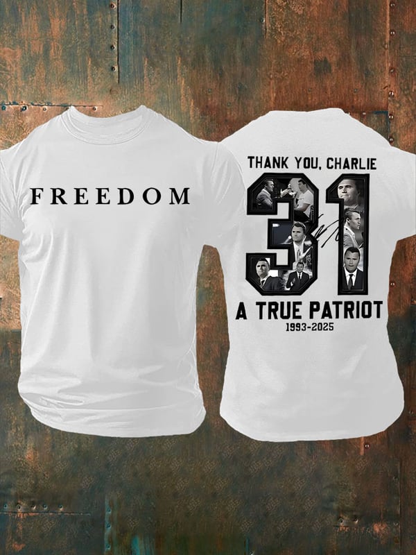 Freedom American Flag Print Casual T-Shirt