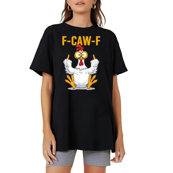 F-CAW-F Funny Chicken T-Shirt Unisex Heavy Cotton Shirt Cozy Casual Wear Humor Gift