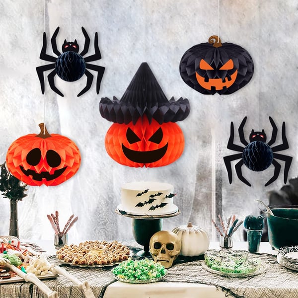 🏆2025 Halloween Hot Sale⚡Paper Pumpkin Honeycomb Party Decorations - Halloween, Fall Decor, Baby Shower, Wedding, Housewarming, Autumn Party Decor