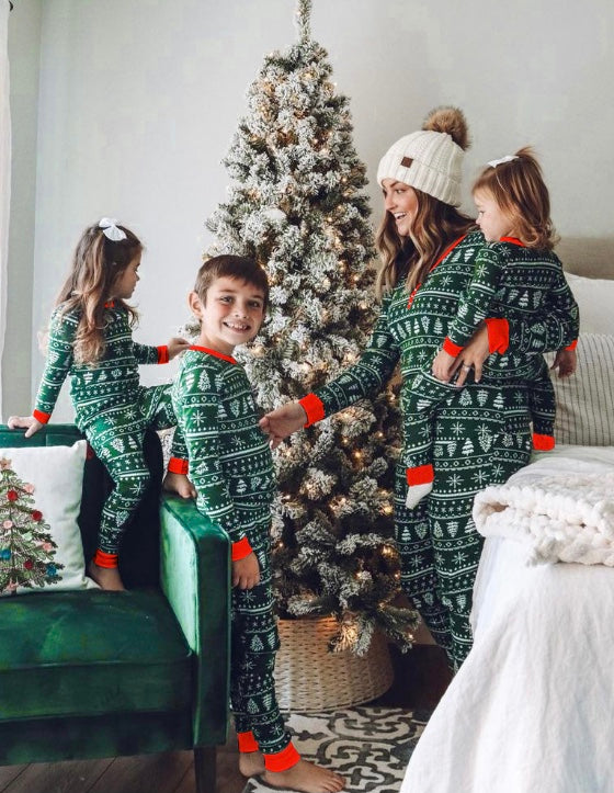 Green Christmas Tree Matching Family Christmas Pajamas-Dog Pajamas Included