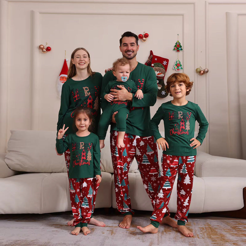 Green Christmas letter Matching Family Christmas Pajamas
