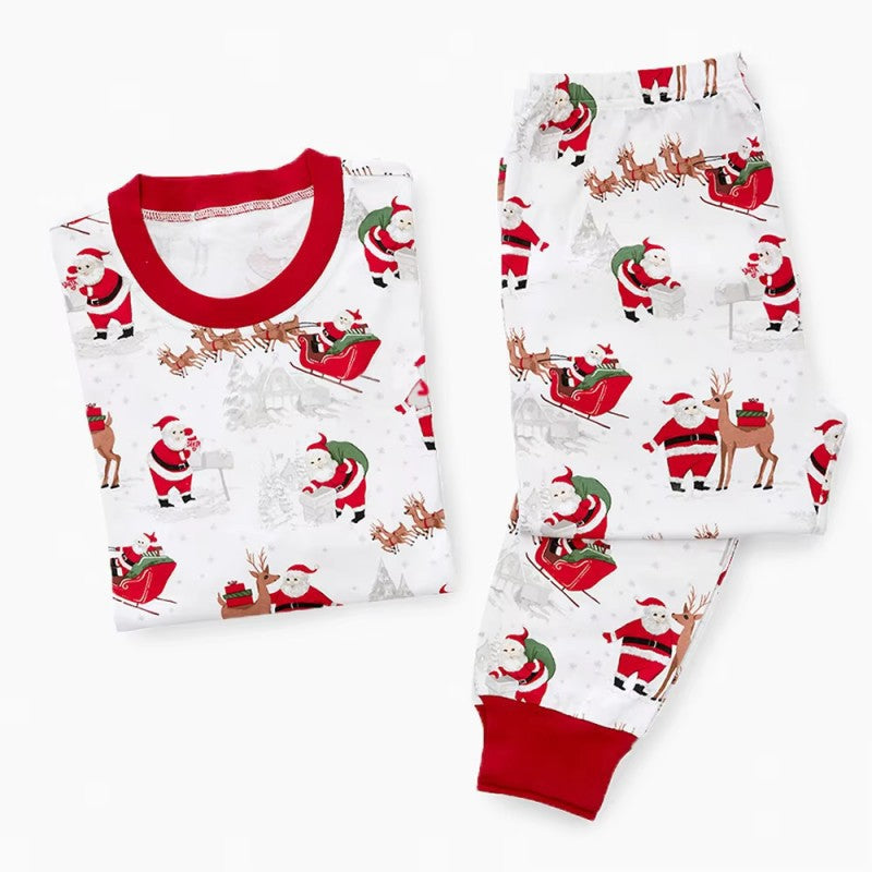 Christmas Elk Sleigh Print Matching Family Christmas Pajamas