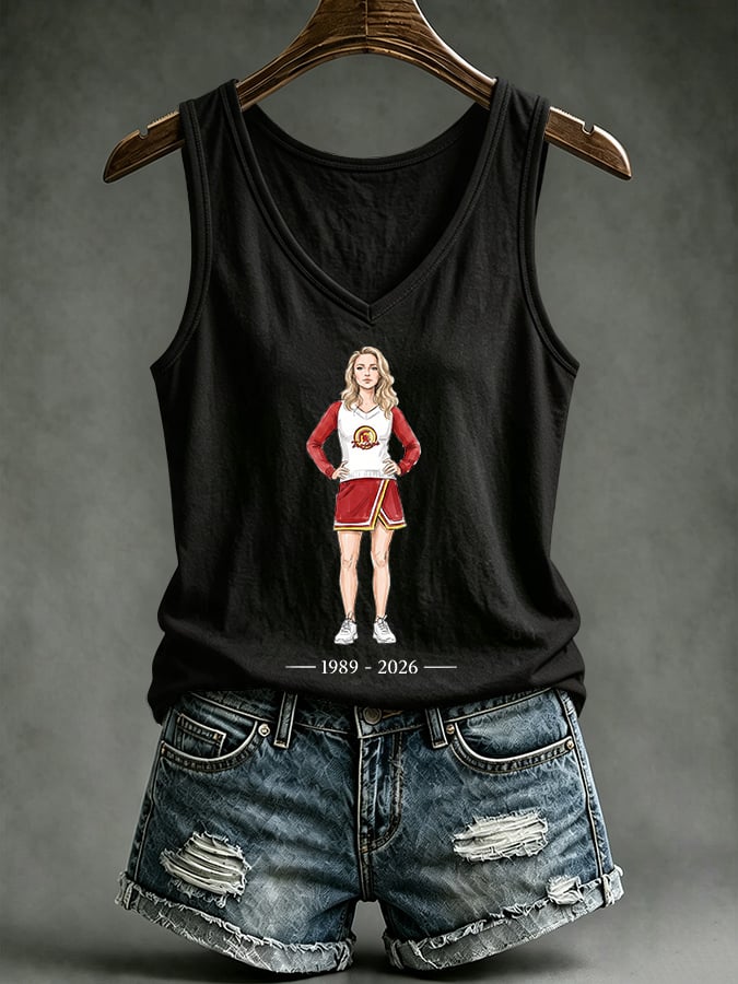 V-Neck Retro Watercolor Painting Print Tank Top