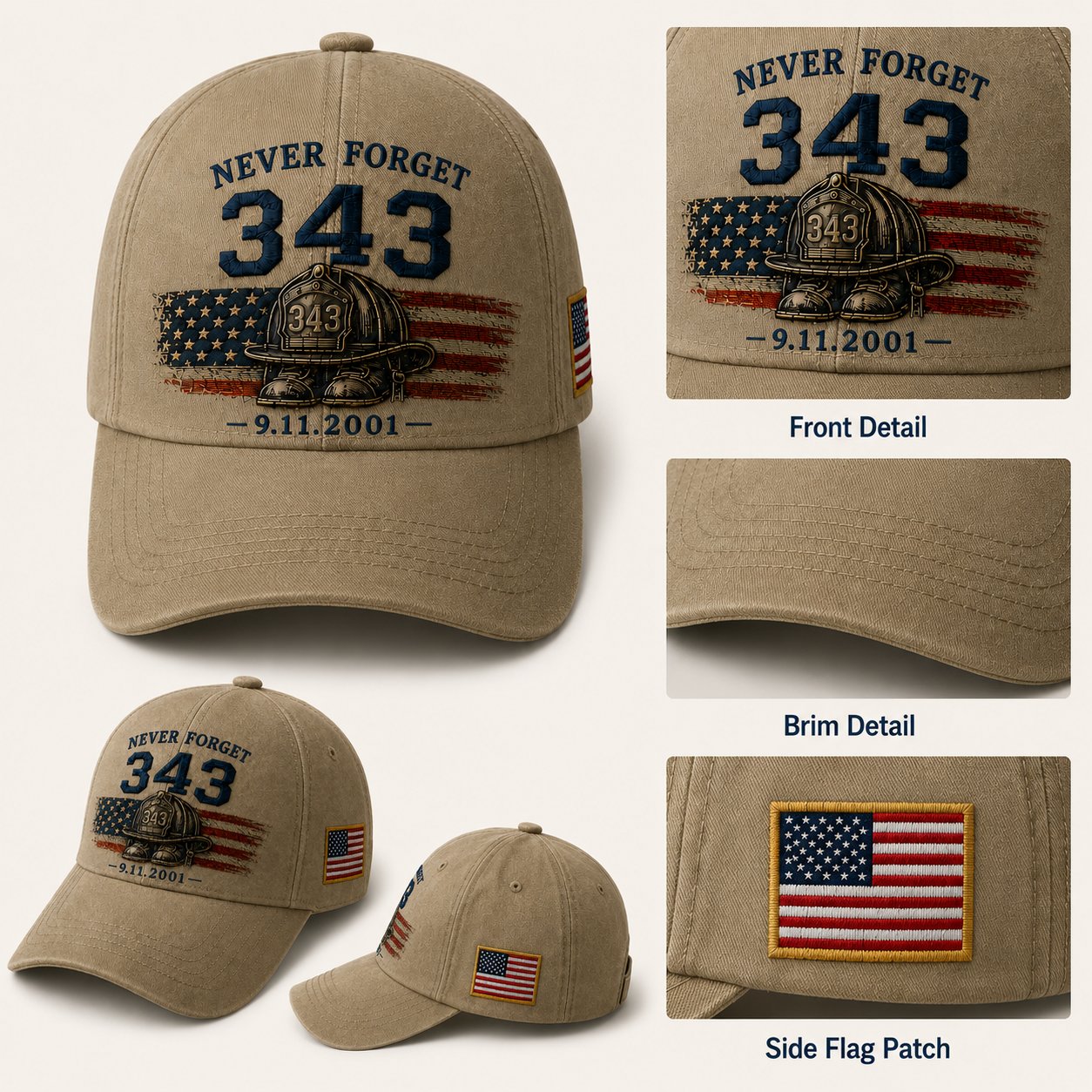 🧢Never Forget 343 Memorial Cap 🎁 Buy the Cap Get the Matching Tribute Coin FREE