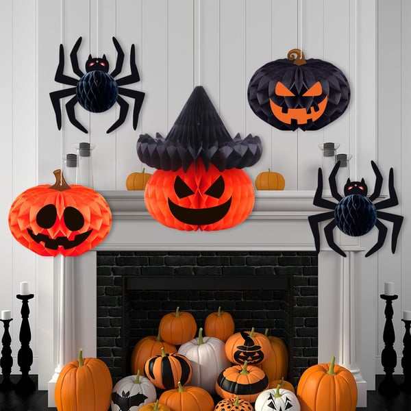 🏆2025 Halloween Hot Sale⚡Paper Pumpkin Honeycomb Party Decorations - Halloween, Fall Decor, Baby Shower, Wedding, Housewarming, Autumn Party Decor