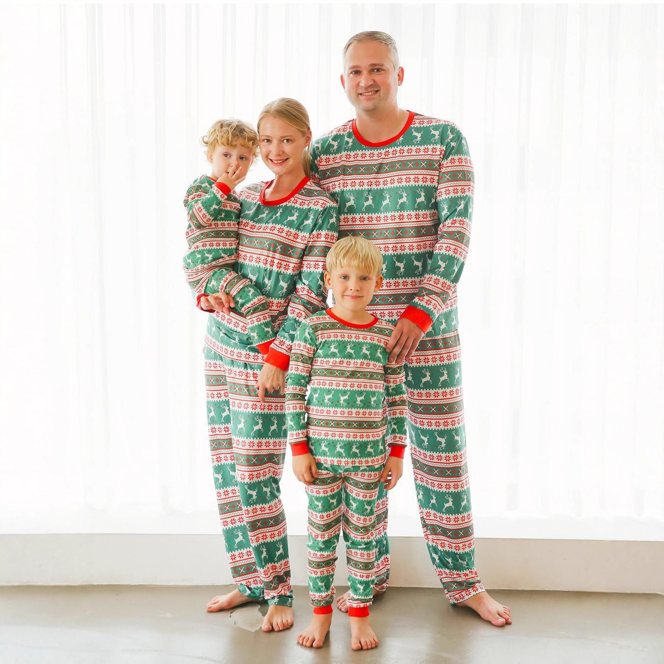 Red and Green elk Christmas Matching Family Christmas Pajamas