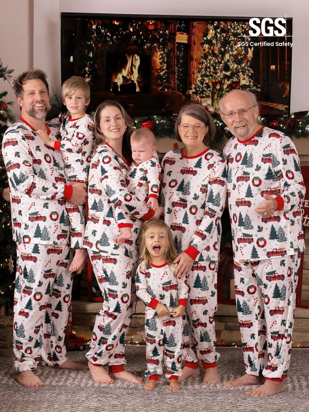 Cute Christmas Tree Truck Matching Family Christmas Pajamas