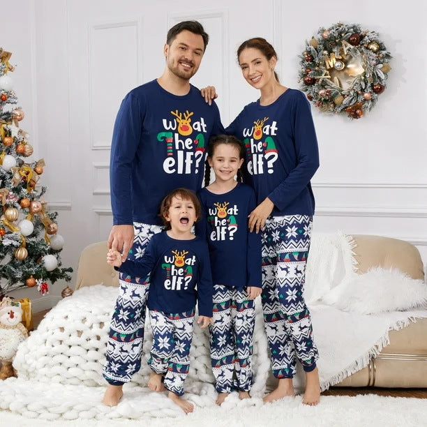 Blue Elk Elf Matching Family Christmas Pajamas